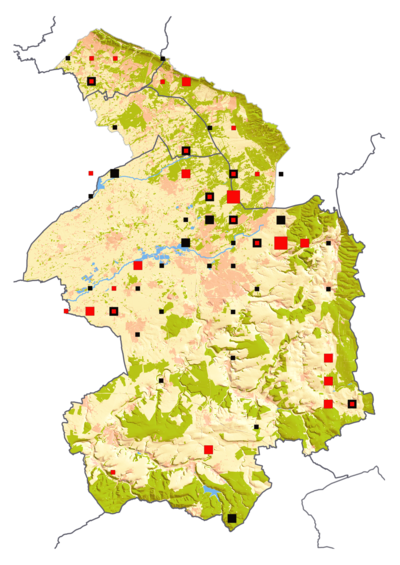 Verbreitung Schwarzkehlchen - geclustert (Brutzeit rot) (Daten 2012-2019)